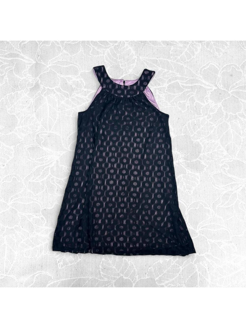 Y2K Black Mesh Pink Lining Geometric Pattern AGB Dress - Size 8